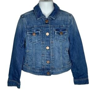 GAP Kids Jean Jacket Girls Size S Blue Snap Up Long Sleeve Denim with Pockets